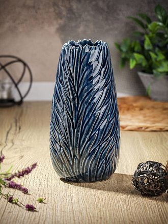 Ваза керамика, настольная, 23х7 см, Синяя вуаль, Y6-10154