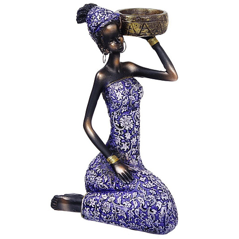 Фигурка декоративная Африканка в синем платье, 19 см, в ассортименте, Y6-2104