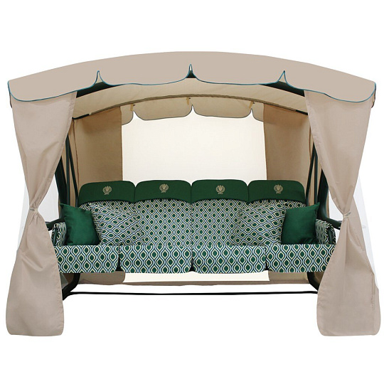 Качели садовые 4-местные, 265х143х195 см, 380 кг, Arno, Монарх, раскладываются в кровать, с москитной сеткой, зеленые, соты, 2017-КД-51, металл