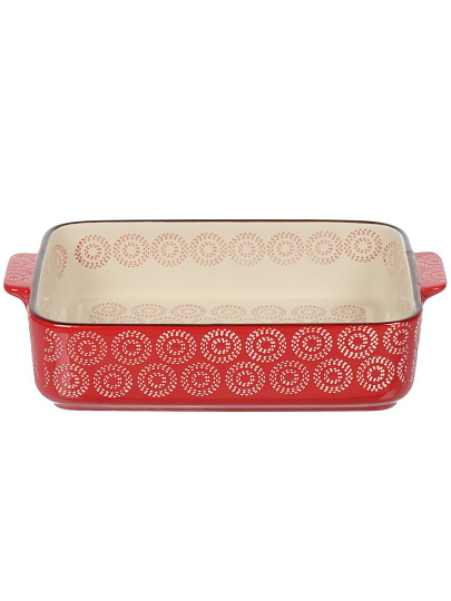 Форма для запекания керамика, 28х18.5х6.5 см, 1.7 л, фигурная, Круги на красном, Y6-10298