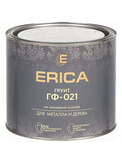 Грунтовка алкидная, Erica, ГФ-21, для внутренних и наружных работ, черная, 1.8 кг