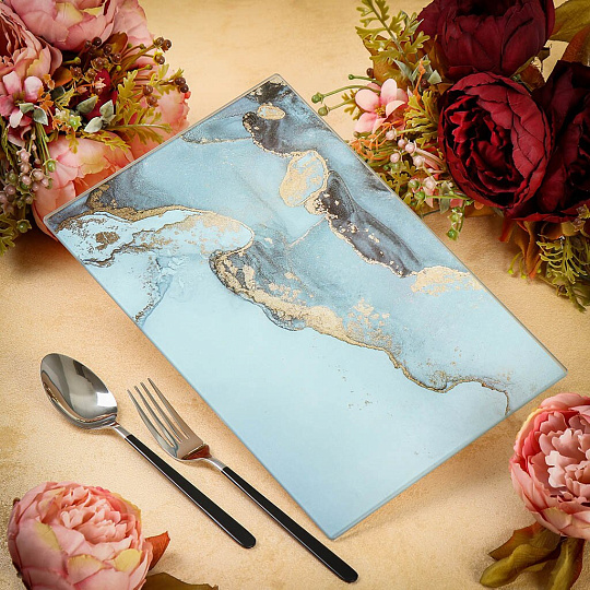 Доска разделочная стекло, 30х20 см, прямоугольная, Daniks, Флюид