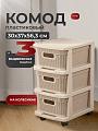 Комод 3 ящика, Ajur, 30х37х56.3 см, бежевый топаз, корзина, на колесиках, KL379522005, Keeplex