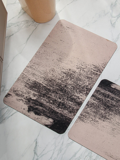 Набор ковриков для ванной, 3 шт, 0.5х0.8, 0.5х0.4, 0.45х0.39 м, диатомит, быстросохнущий, серый, Silvano, Вельвет