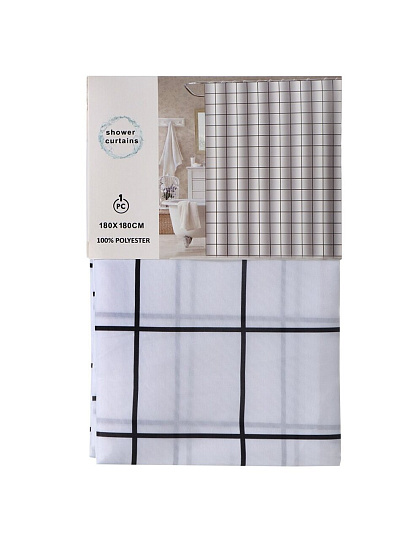 Штора для ванн 180х180 см, полиэстер, Квадратики, STSC1026