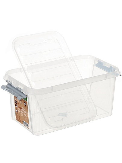 Ящик хозяйственный, 10 л, с крышкой, с защелками, Полимербыт, Профи Комфорт, 437900000