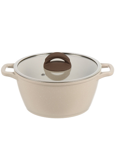 Кастрюля алюминий, антипригарное покрытие, 3 л, крышка стекло, Гурман, Pollen light, ГМк303 ПЛИ, индукция