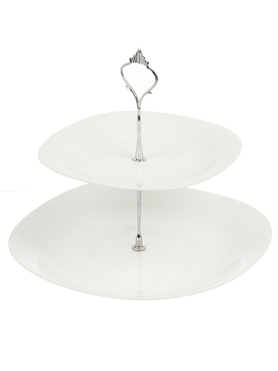 Ваза для фруктов, 2 яруса, стеклокерамика, 19 см, 26 см, Daniks, Квадро