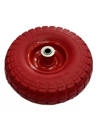 Колесо для тачки полиуретан PU, 4.1/3.5-4, не симметричная ступица, втулка D16 мм, Мастер Инструмент