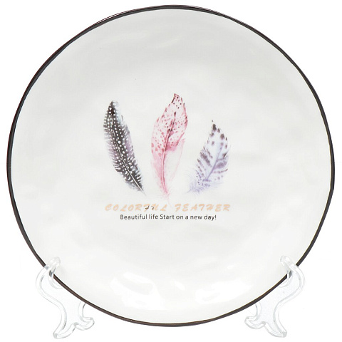 Тарелка десертная, керамика, 20.5 см, круглая, Перо, Y3-1720