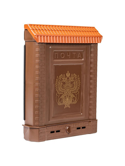 Ящик почтовый пластиковый замок, Цикл, Премиум, 6125-00, коричневый, c орлом, c декоративной накладкой