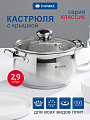 Кастрюля нержавеющая сталь, 2.9 л, крышка стекло, Daniks, Классика, SD-18, индукция