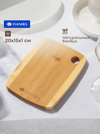 Доска разделочная бамбук, 20х15х1 см, прямоугольная, Daniks, Бамбук, H-1567