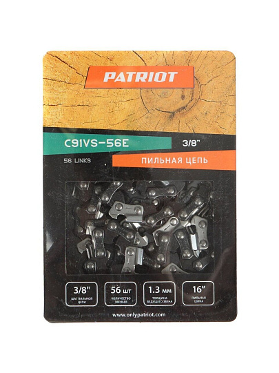 Цепь пильная Patriot, С91VS-56E, шаг цепи 3/8 '', 1.3 мм, 56 звеньев , 40 см (16&quot;), 862381356