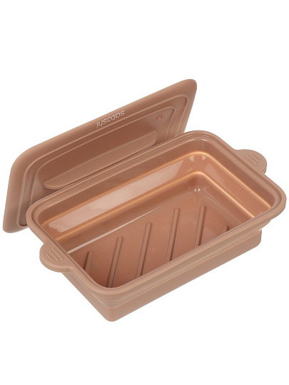 Контейнер складной силикон, 20х11х7 см, прямоугольный, с крышкой, для запекания, пароварка, Satoshi, 856-165