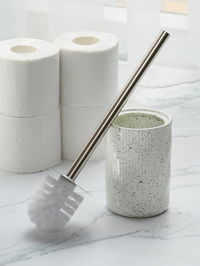 Ерш для туалета напольный, керамика, серый с краплением, Y4-9851