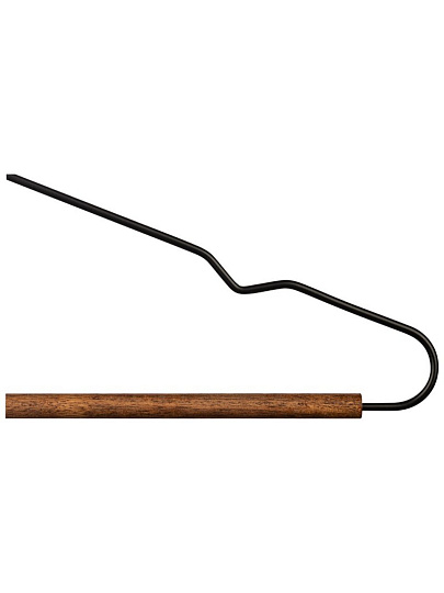 Вешалка-плечики для одежды, 42 см, металл, 3 шт, с дерев перекладиная, черная, Винтаж, 107891