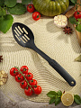 Ложка поварская нейлон, с прорезями, навеска, черная, Daniks, Эконом, YW-KT017-10/H1010-02
