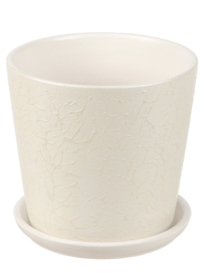 Горшок керамика, 1.45 л, 15х14 см, белый, Перл №3, 022450