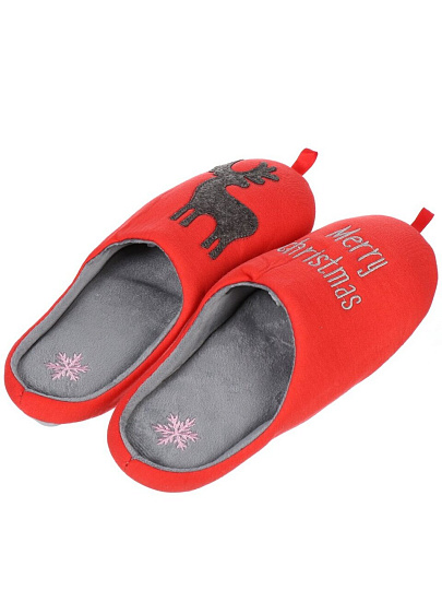 Тапки для женщин, красные, р. 40-41, закрытые, Олень, A210097