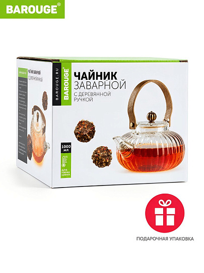 Чайник заварочный стекло, 1 л, с ситечком, с ситечком, Barouge, BF-522