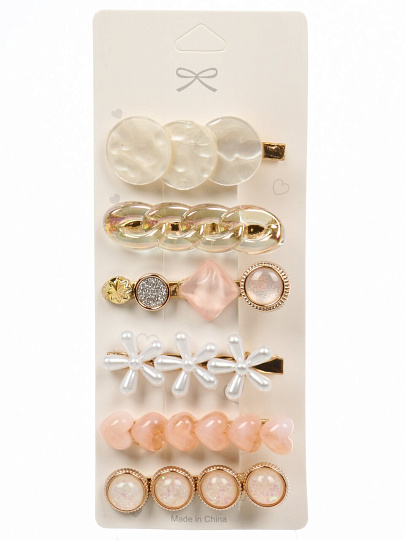 Набор заколок, розовые, 6шт, A110115