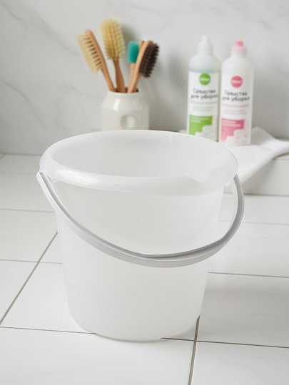 Ведро пластик, 11 л, молочное, пищевое, со сливом, Мультипласт, MPG0255