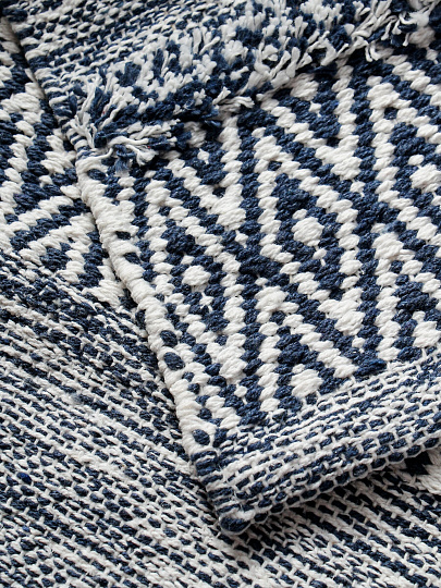 Коврик интерьерный 0.5х0.8 м, Sindbad, прямоугольный, голубой, хлопок, толщина 7 мм, ручное плетение, SINDBAD KH 58-7