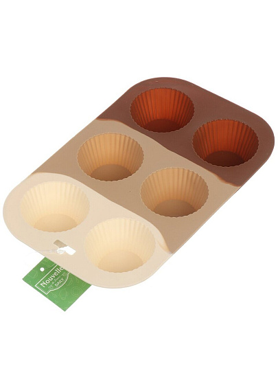 Форма для выпечки силикон, 16.5х26х3.5 см, прямоугольная, 6 ячеек, Nouvelle Home, Tiramisu, 9904434