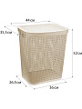 Корзина для белья, 55 л, 44х35.5х52 см, прямоугольная, пластик, латте, с крышкой, Idea, Пирула, М 2615 - фото 2