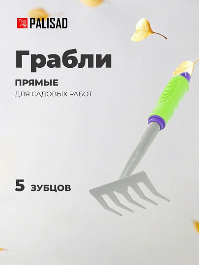 Грабли прямые, 5 зуб, сталь, 11.5 см, Palisad, Connect, 115х275 мм, черенок пластиковый, 63003