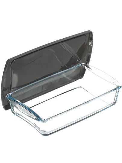 Форма для запекания стекло, 15х26х5.5 см, 1.32 л, прямоугольная, с крышкой, Borcam, 59864GREY