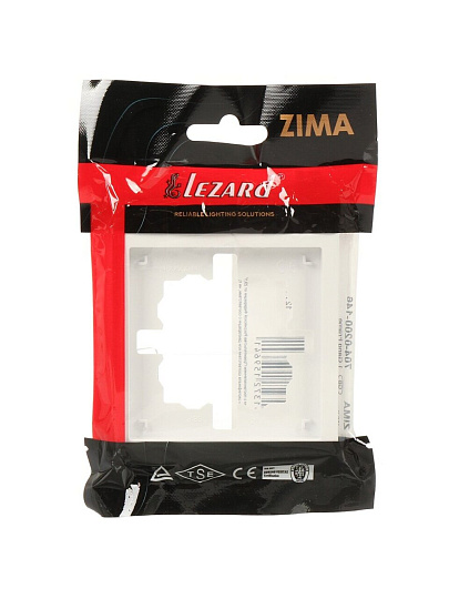 Рамка однопостовая, горизонтальная, 85х85х11 мм, пластик, белая, Lezard, Zima, 704-0200-146