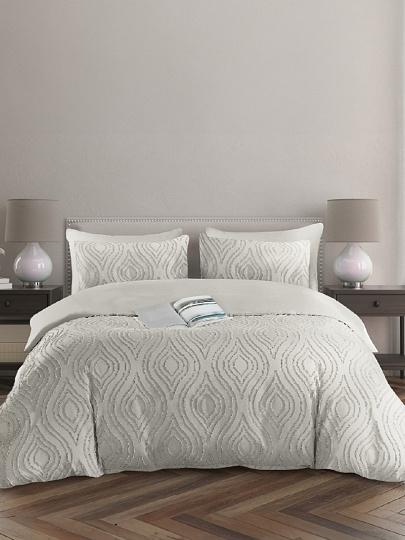 Постельное белье евро, простыня 200х216 см, 2 наволочки 50х70 см, пододеяльник 200х215 см, ART for Home, полисатин, Стриж жаккард, Овал 14-4500