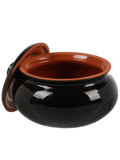 Супник керамика, 2.5 л, круглый, Вятская керамика, Черный янтарь, СУПЧ 2.5