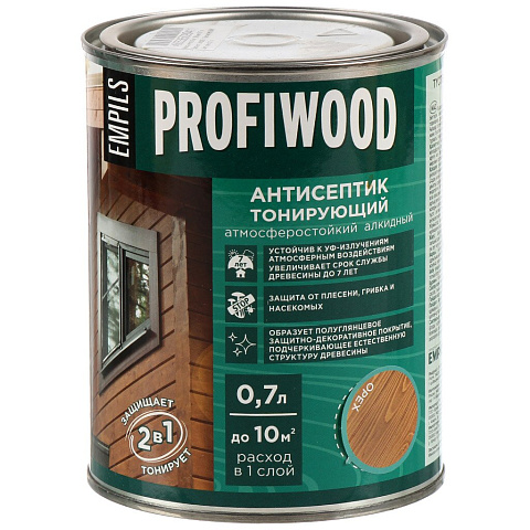 Антисептик Profiwood, для дерева, тонирующий, орех, 0.6 кг