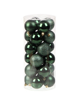 Елочный шар 24 шт, зеленый, 6 см, пластик, SYQA- 0124018G