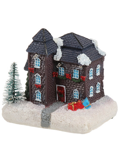 Фигурка декоративная Уютный дом, 12х9х11 см, с подсветкой, 3хААА, Y4-9513