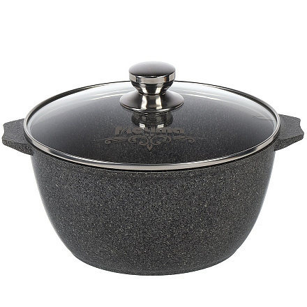Кастрюля алюминий, антипригарное покрытие, 5 л, крышка стекло, Мечта, Premium grey, 45901, серая