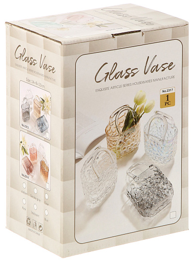 Ваза стекло, настольная, 14.5х8х22 см, Сумочка, медов, Y4-11050