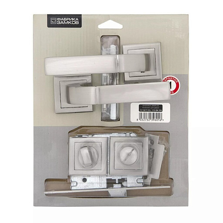 Комплект для двери Фабрика Замков, 22L 170 BK SN, 113454, ручка в комплекте, матовый никель