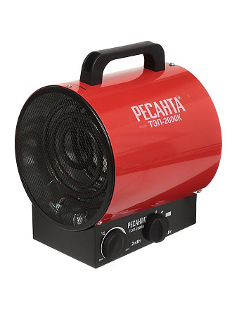 Пушка тепловая электрическая, Ресанта, ТЭП-2000К, 2 кВт, 250 м³/ч, ТЭН, 2 режима, круглая, 67/1/7