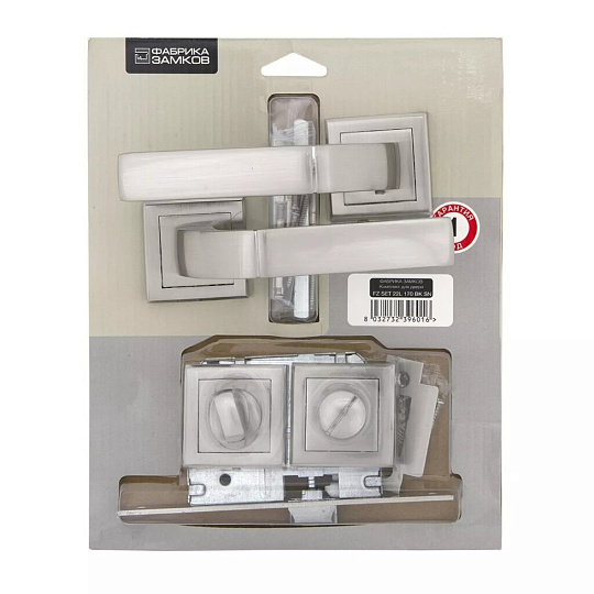 Комплект для двери Фабрика Замков, 22L 170 BK SN, 113454, ручка в комплекте, матовый никель