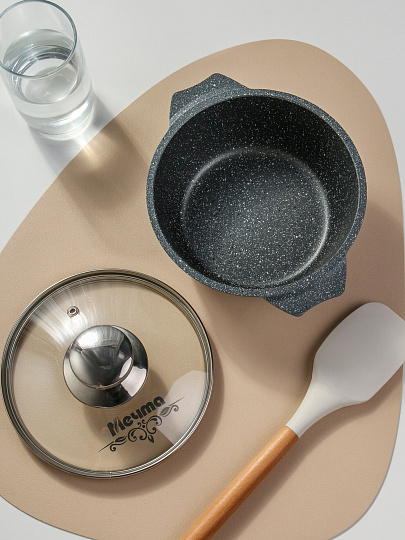 Кастрюля алюминий, антипригарное покрытие, 1 л, крышка стекло, Мечта, Гранит, 41701