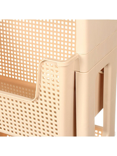 Полка универсальная, пластик, 4 секции, 39.5х26х122.8 см, на колесах, латте, Violet, Лофт, 770420