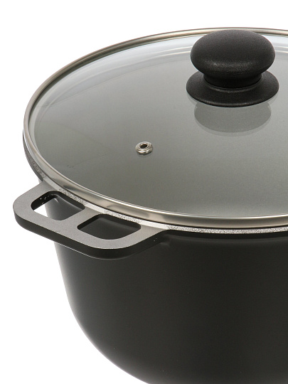 Казан алюминий, 5 л, с крышкой, крышка стекло, Нева Металл Посуда, Н0850д