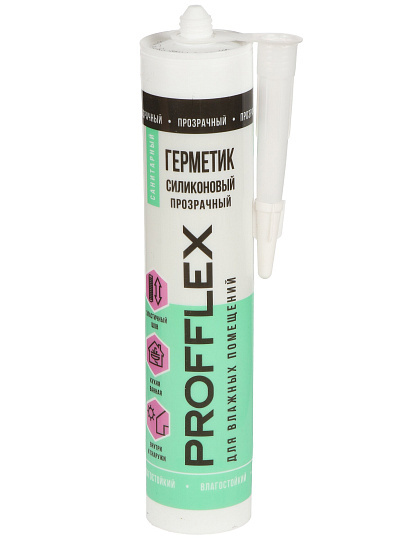 Герметик силиконовый, санитарный, Profflex, 260 мл, бесцветный