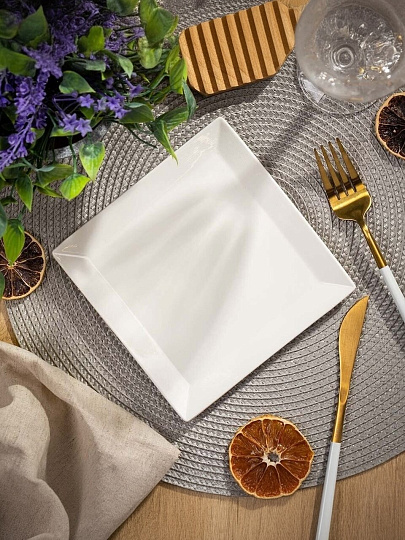 Блюдо керамика, квадратное, 15 см, белое, Грейс, Daniks, Y4-3737