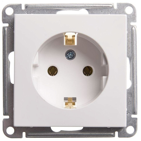 Механизм розетки 1-м СП W59 16А IP20 с заземл. без защ. шторок бел. SchE RS16-154-1-86