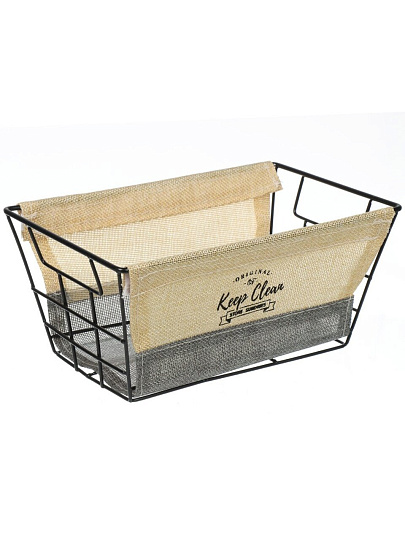 Корзина для хранения, 25х15х12 см, прямоугольная, серо-бежевая, A290099